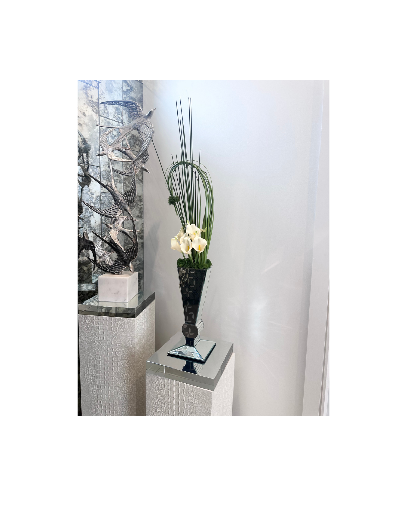 Mirror Vase Floral - White