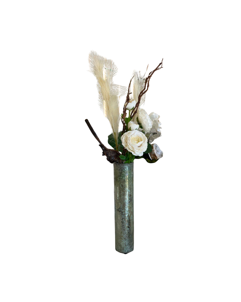 Green Glass Vase floral