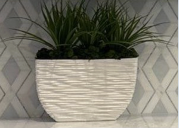 White Container Grass Floral - Green