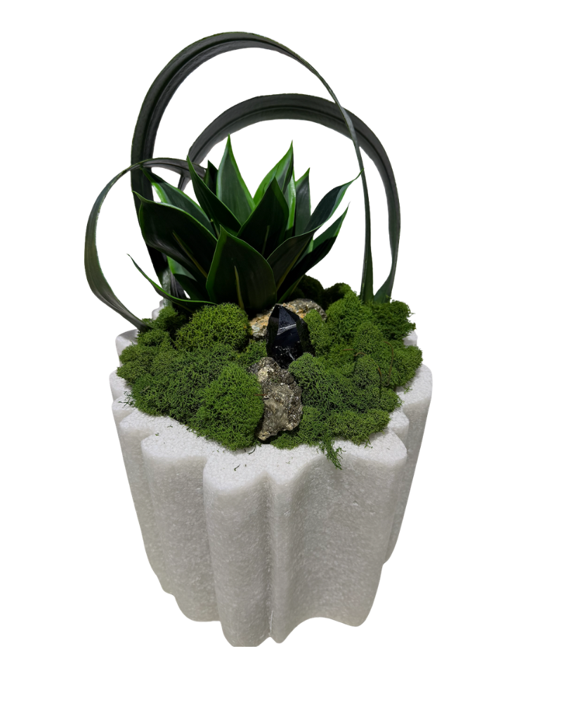 Round Alabaster Container Floral