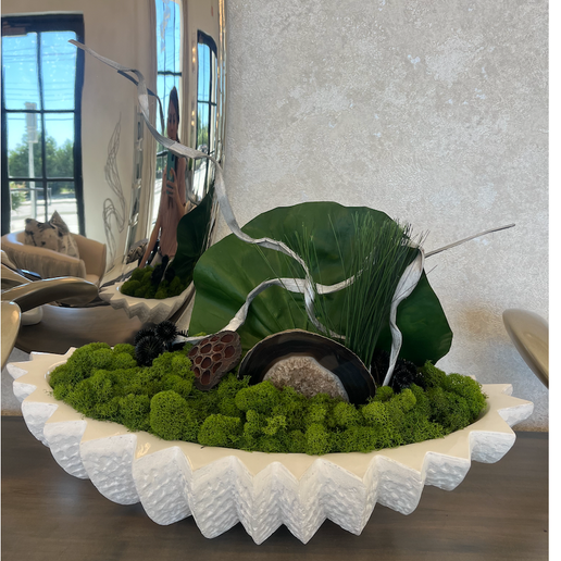 White Ribbed Bowl Floral