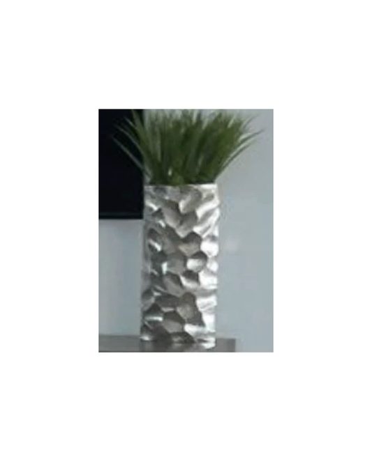Tall Silver Faceted Vase - Silver