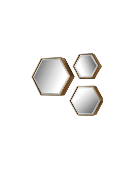 Honey Comb Hex Mirror Set of 9  - Gold