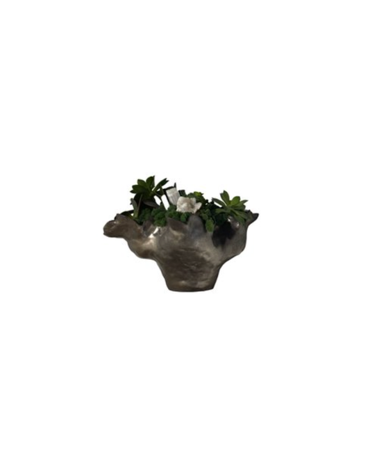 Large Floral in Curvy Bowl - Gray