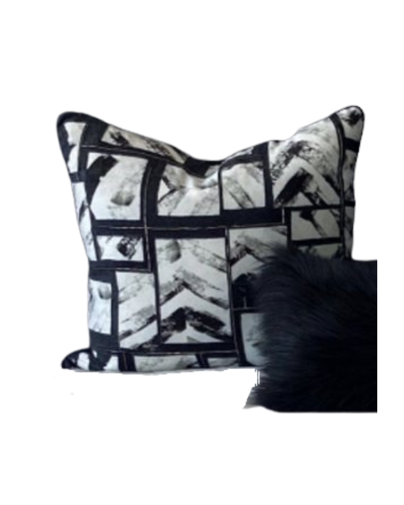 Black and White Beaded Euro Pillow