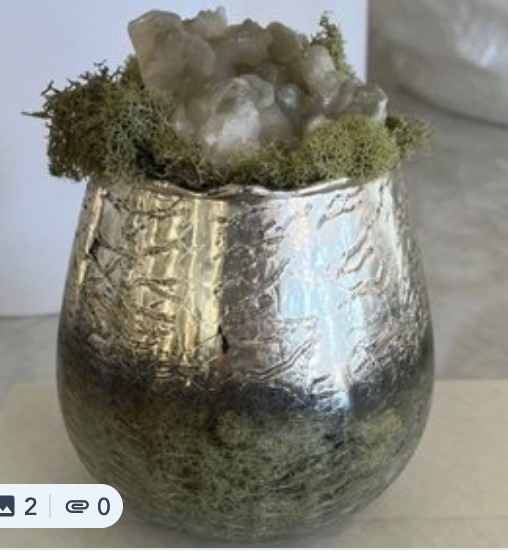 Small Metallic Vase Floral - Green