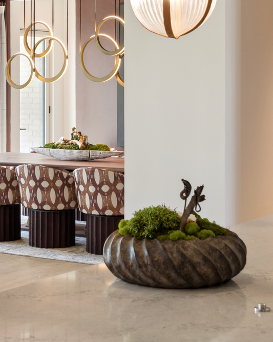 Custom Floral - Ridged Wooden Bowl