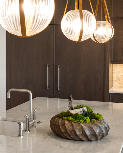 Custom Floral - Ridged Wooden Bowl