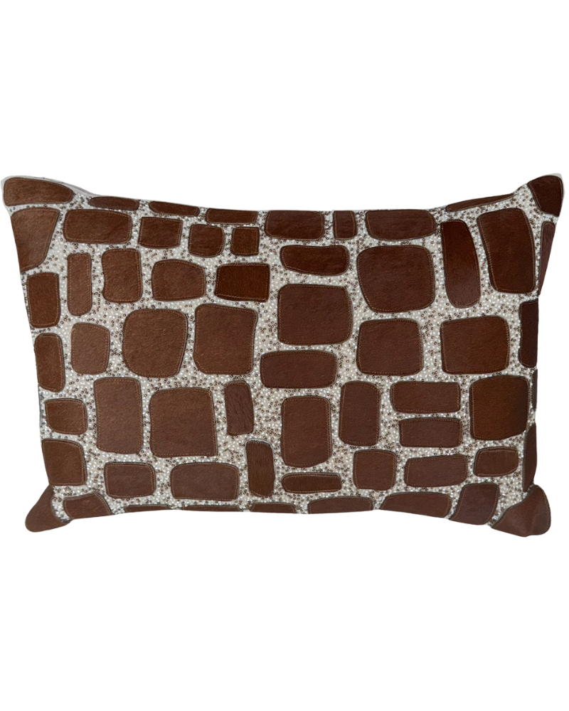 Patterned Hide Pillow - Tan