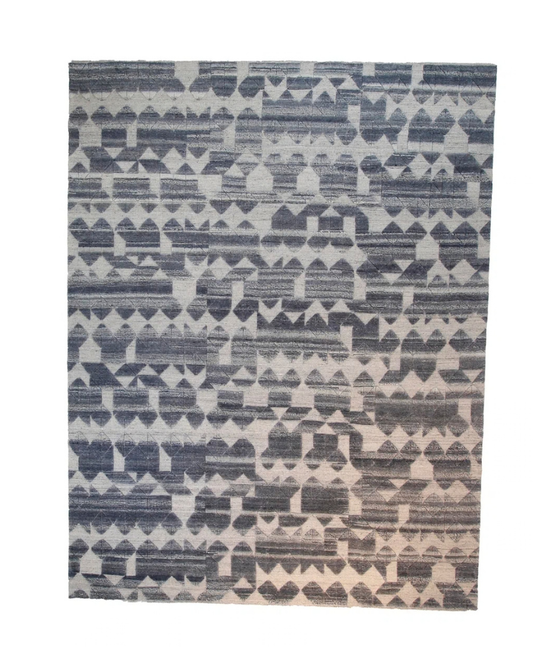 Geometric Block Rug – Blue / Cream