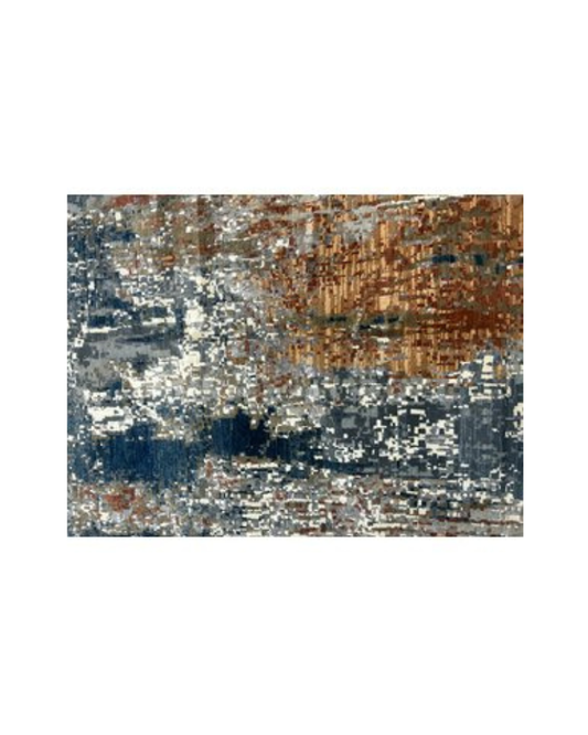 Blue & Gold Modern Abstract Area Rug
