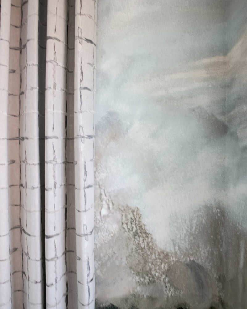 Drapery Panels - Silver Cross Hatch Embroidery